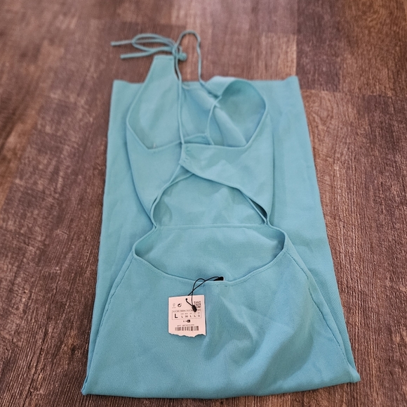 Zara teal open back bodycon midi dress - Picture 5 of 9